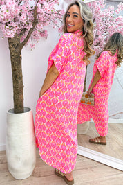 Seashell cotton maxi dress - Fuchsia