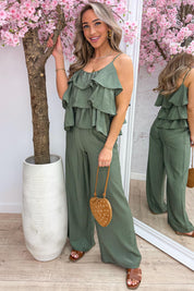 Ruffle glow co-ord - Army