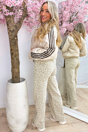 Puffy striped bomber - Beige