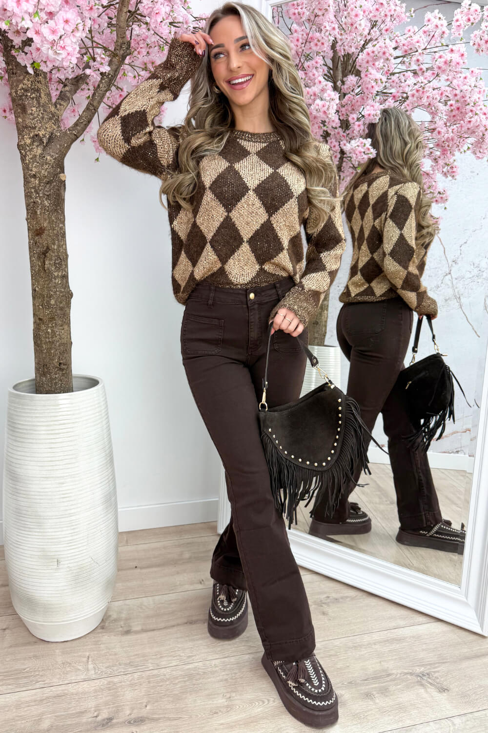 Paillet checkered trui - Bruin