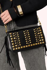 Studded franje bag - Zwart