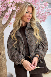 Fall favorite checkered bomber - Bordeaux