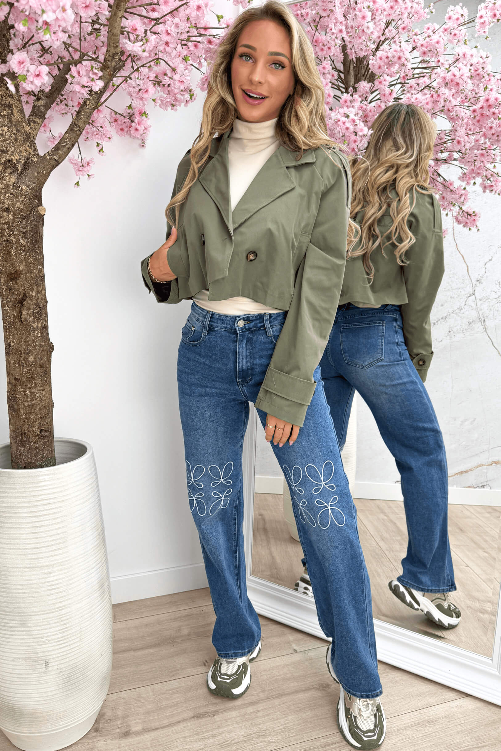 Cropped cotton trenchcoat - Army