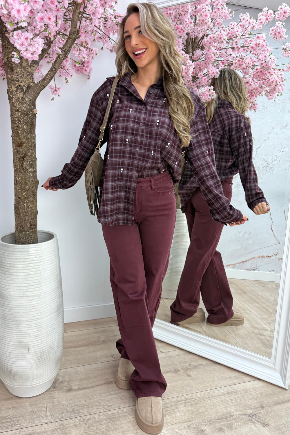 Diamond checkered blouse - Bordeaux