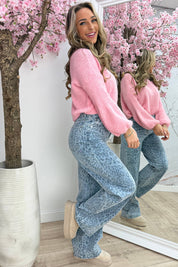 Balloon sleeve trui - Lollypop roze