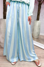 Silky stripe pants - Mint