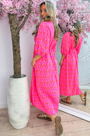 Seashell cotton dress - Fuchsia