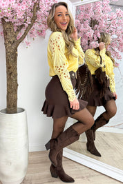 Sweetheart lace trui - Geel