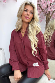 Perfect embleem stripe blouse - Bordeaux