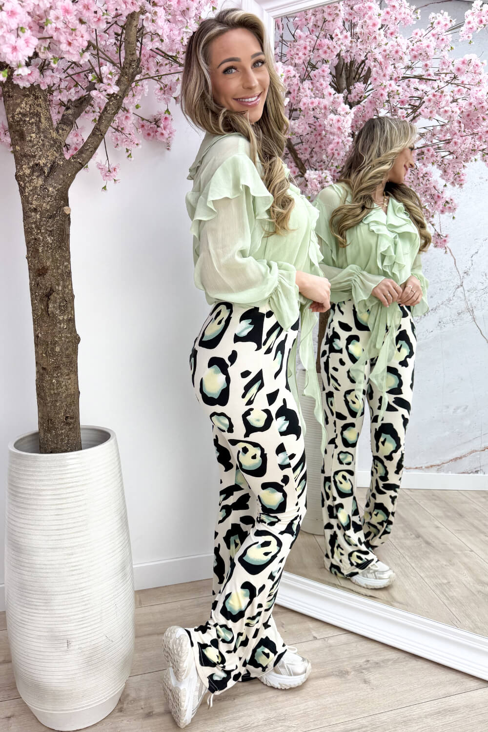 Ruffle bow topje - Olijf