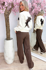 Jersey con lentejuelas y estrellas NYC 98 - Beige