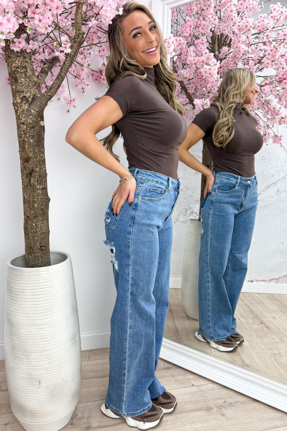 Basic turtle neck topje - Bruin