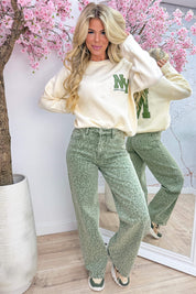 NY-Pullover in gewebter Lederoptik – Army