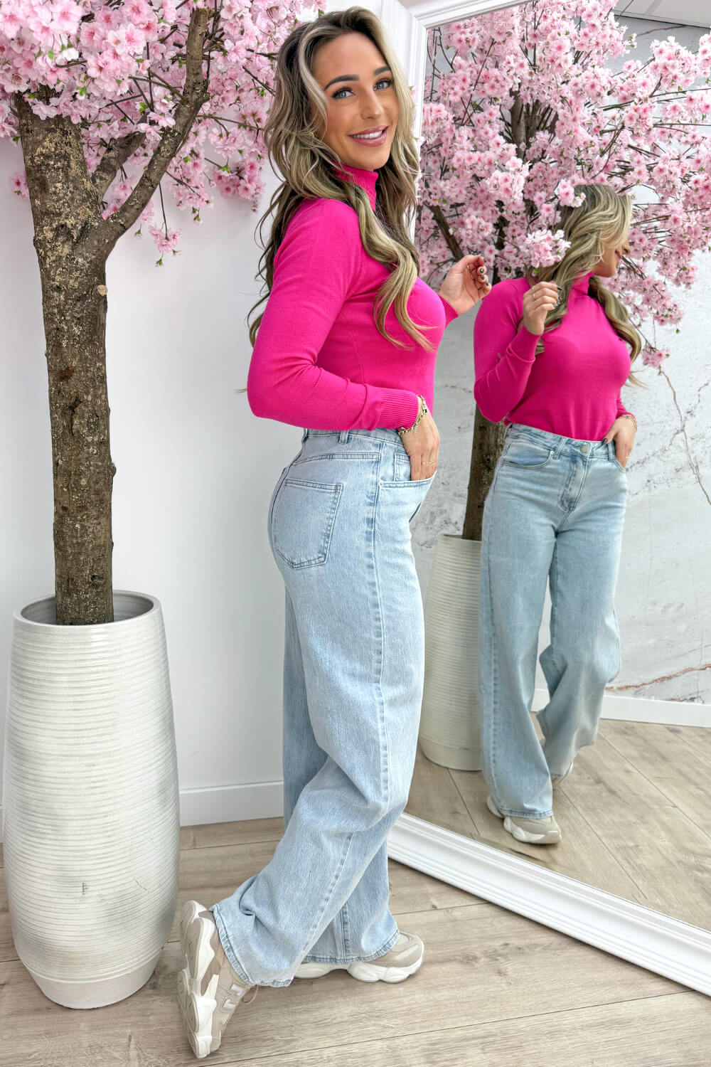 Soft coll topje - Fuchsia