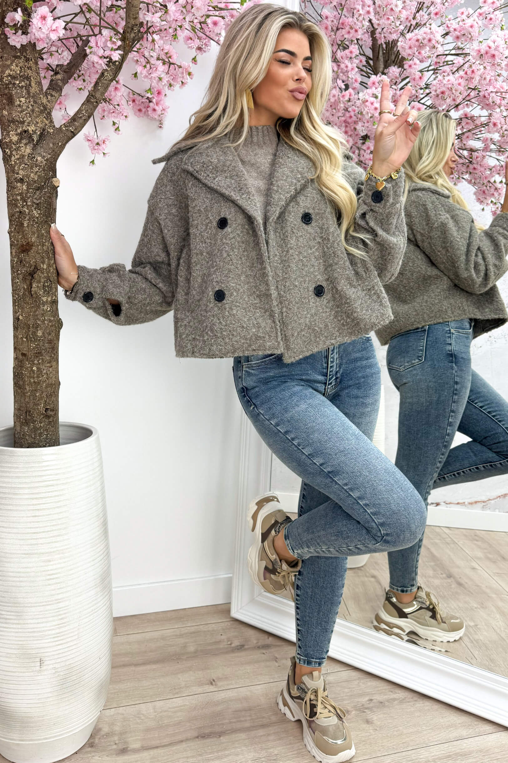 Vilt trenchcoat - Taupe