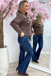 Timeless gold button topje - Bruin