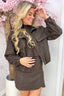 Giraffe suede look bomber - Brown