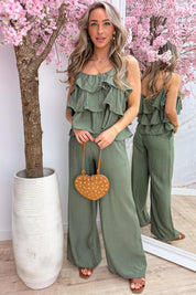 Ruffle glow co-ord - Army