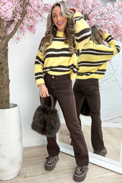 Choco extra long straight leg jeans F2305 - Bruin