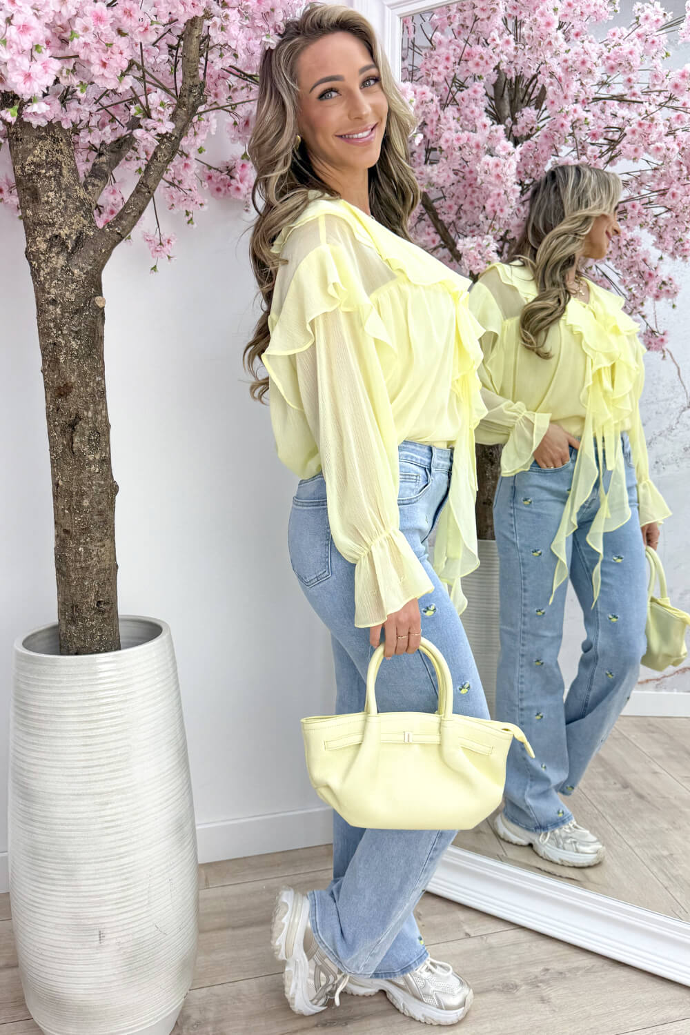 Ruffle bow topje - Geel