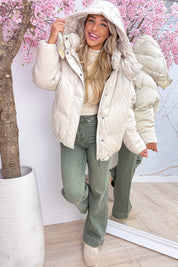 Snow much attitude puffy winterjas - Beige