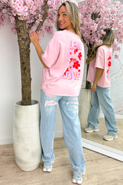 Lead with love oversized T-shirt - Roze