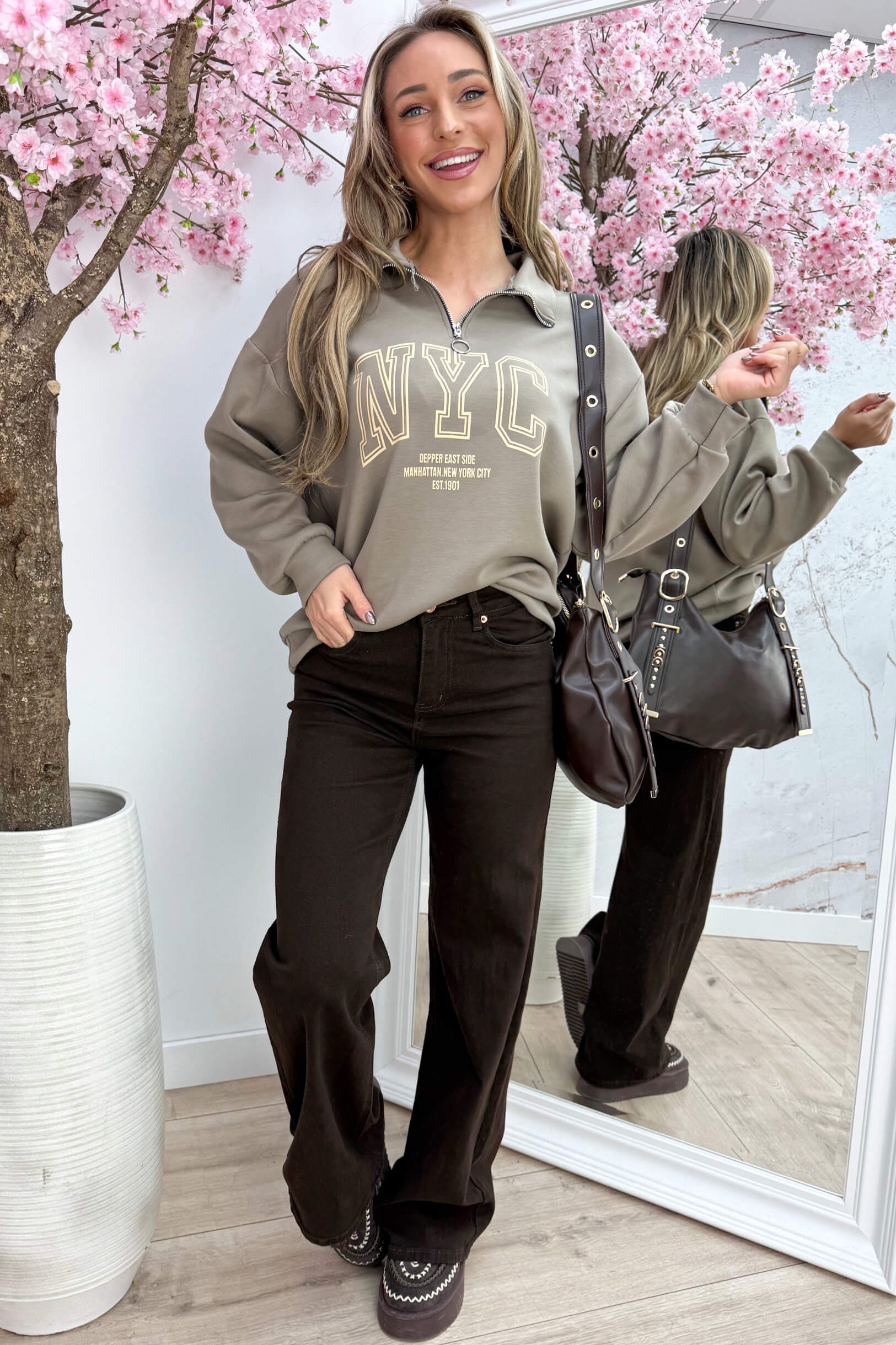 NYC zipper sweater - Taupe