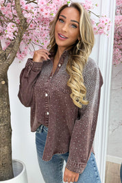 Diamond Denim Blouse Me213 - Bordeaux