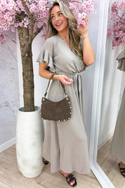 Rio ruffle maxi dress - Taupe