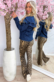 Blouse en jean à volants - Bleu jean