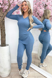 Ribbed comfy co-ord - Jeans blue