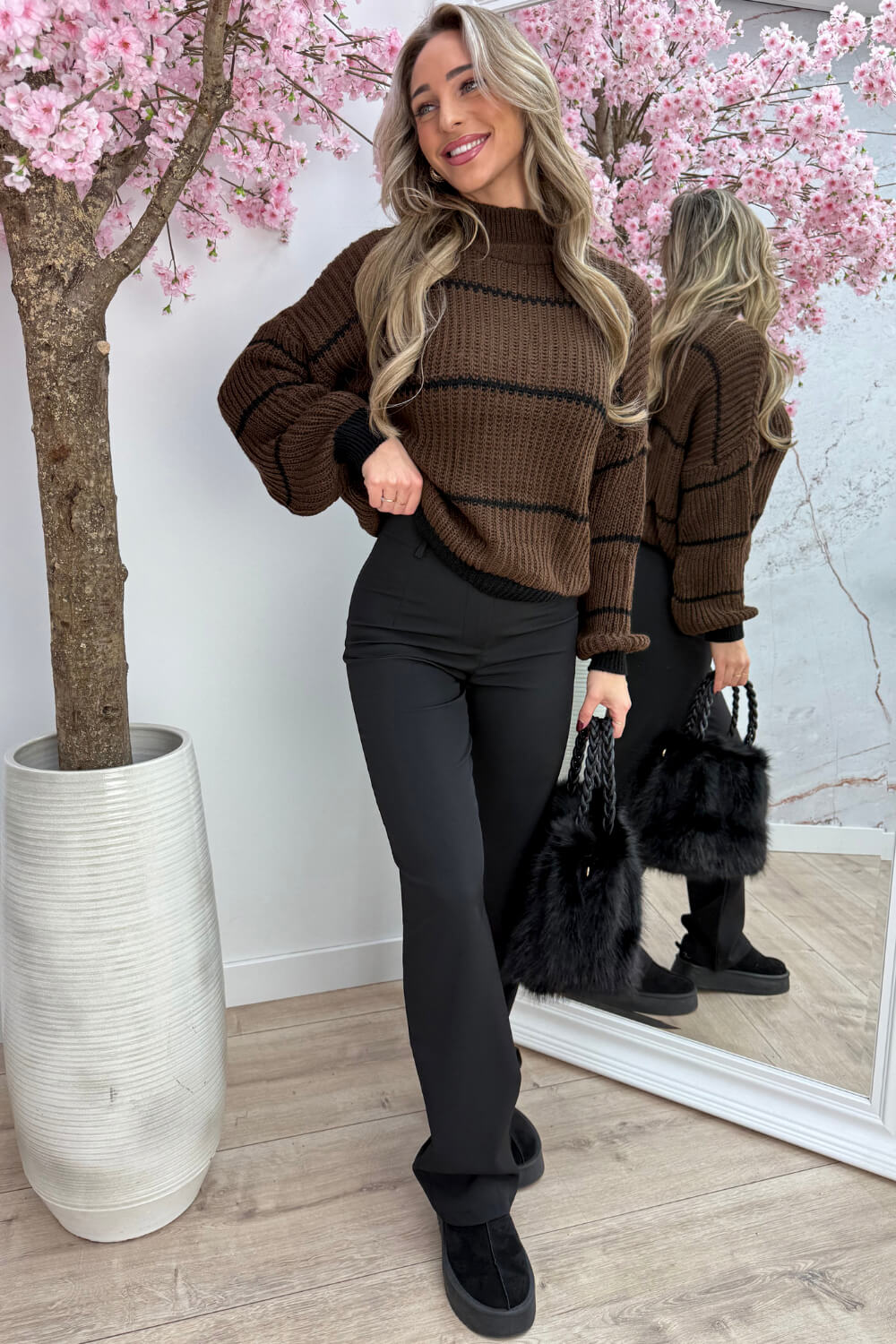 New season stripe trui - Bruin