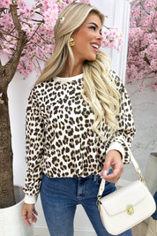 Leopard Cropped Sweater - Brown