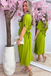 Draped bow dress - Olijf
