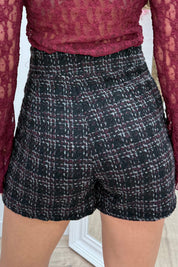 Lurex tweed skort - Bordeaux
