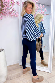 Stripes and snuggles trui - Navy
