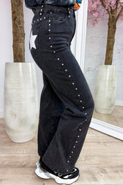 Starstruck studded straight leg jeans - Zilver
