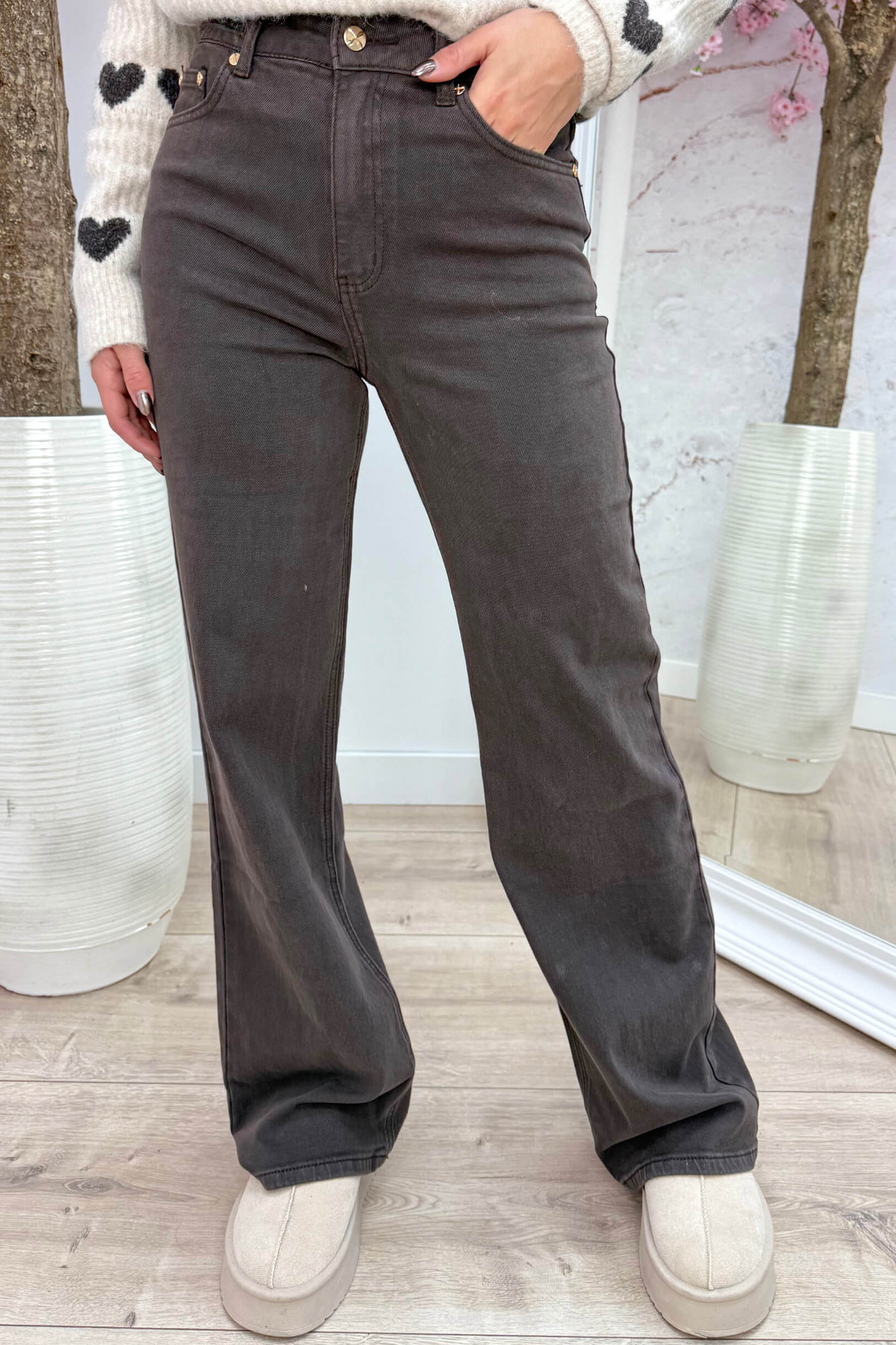 Wide leg jeans W3368-C - Bruin