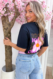 Iconic flower T-shirt - Zwart