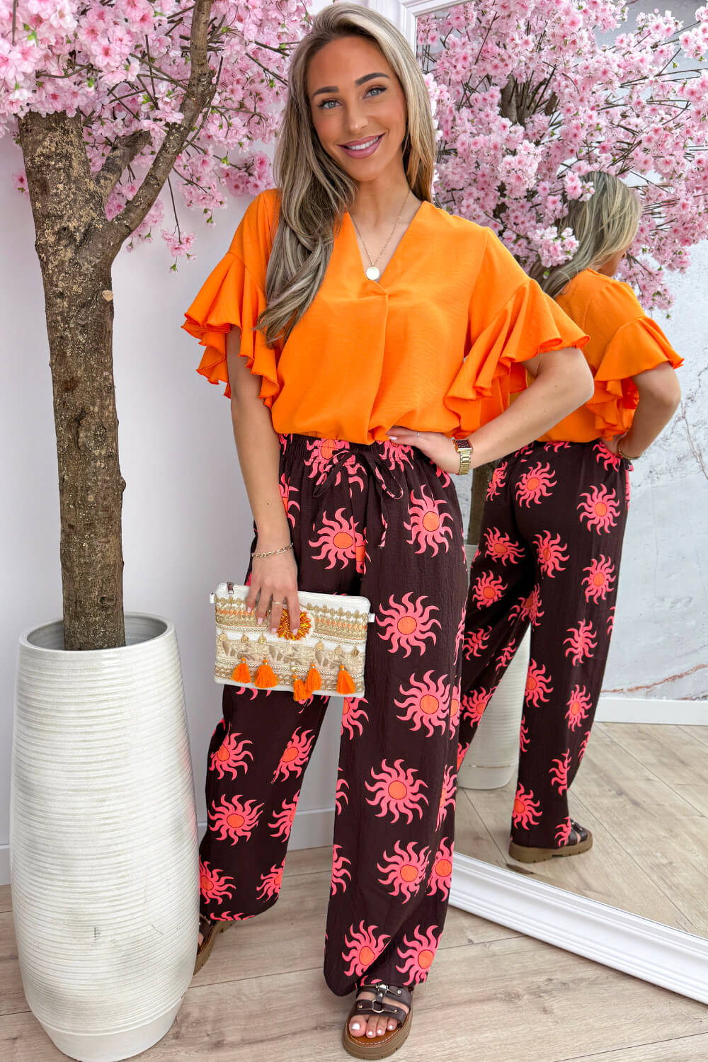 Sunny side flowy pants - Bruin
