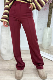 Straight leg stripe pantalon - Bordeaux
