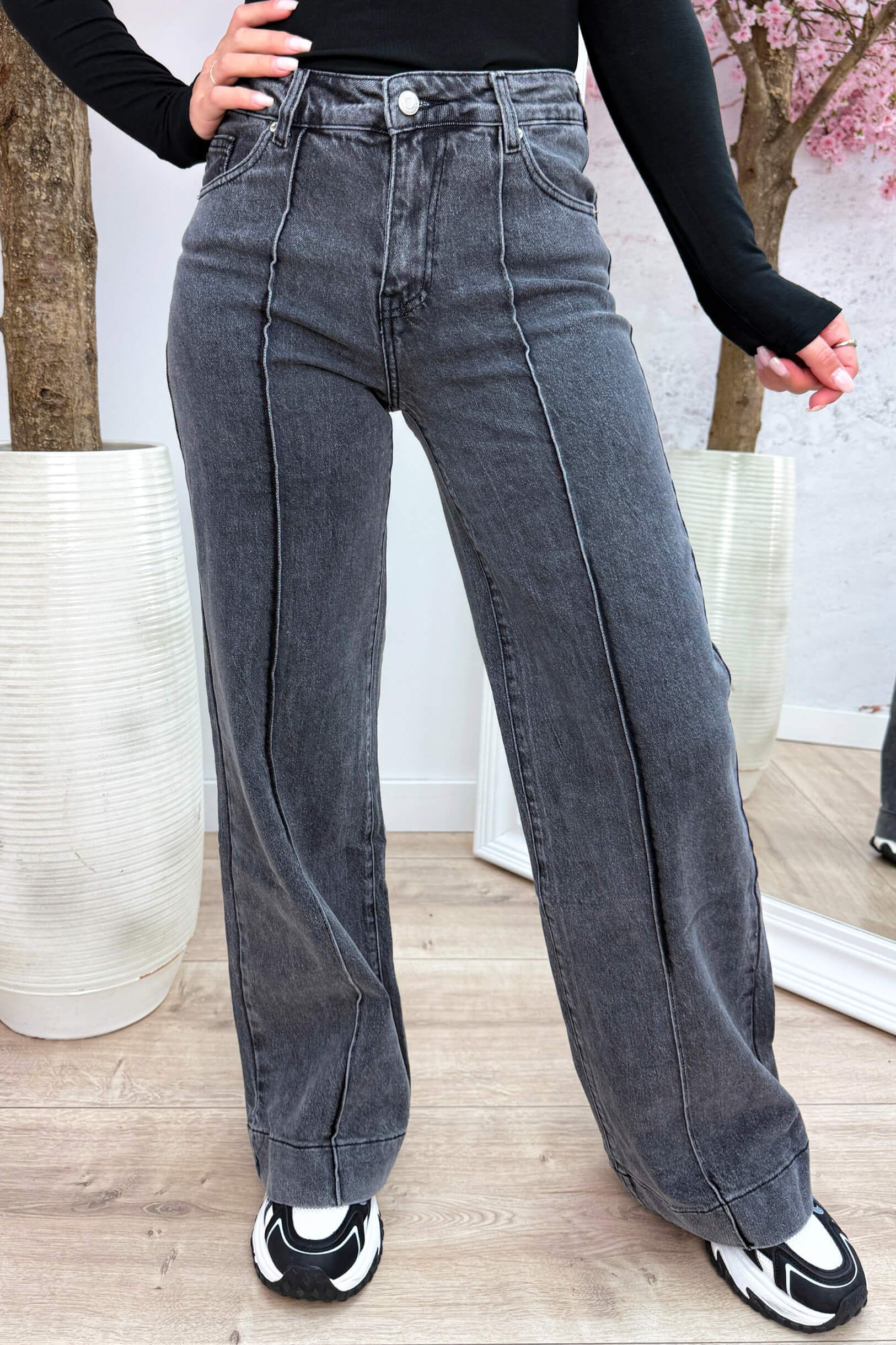 Seam to be wide leg jeans - Dk. grijs