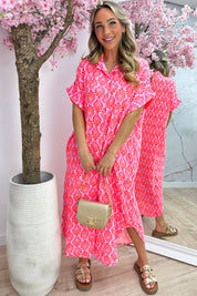 Seashell cotton maxi dress - Koraal