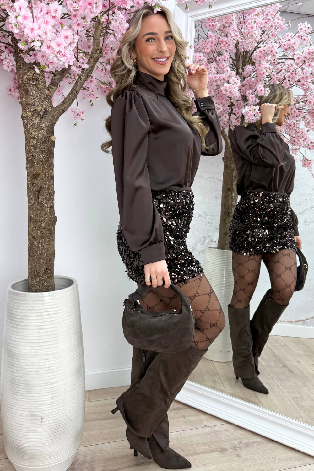 Luxury silky topje - Bruin