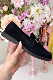 Chique suede look loafers - Zwart