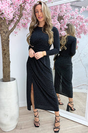 Diamond draped maxi dress - Zwart