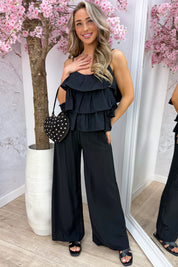 Ruffle glow co-ord - Zwart
