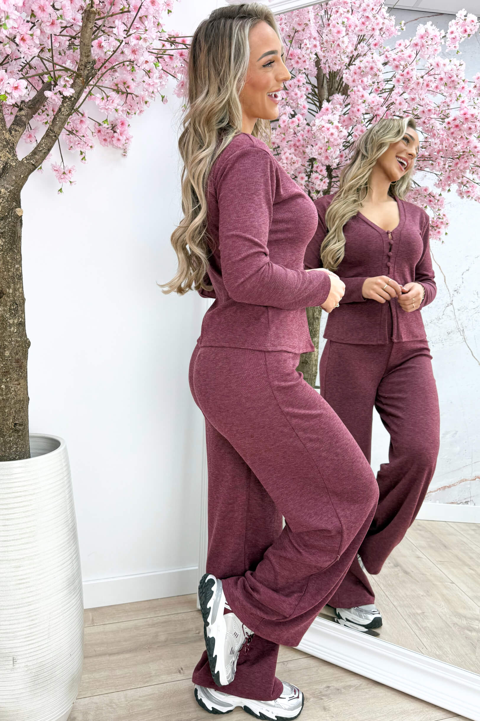 Button up comfy co-ord - Bordeaux
