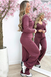 Button up comfy co-ord - Bordeaux
