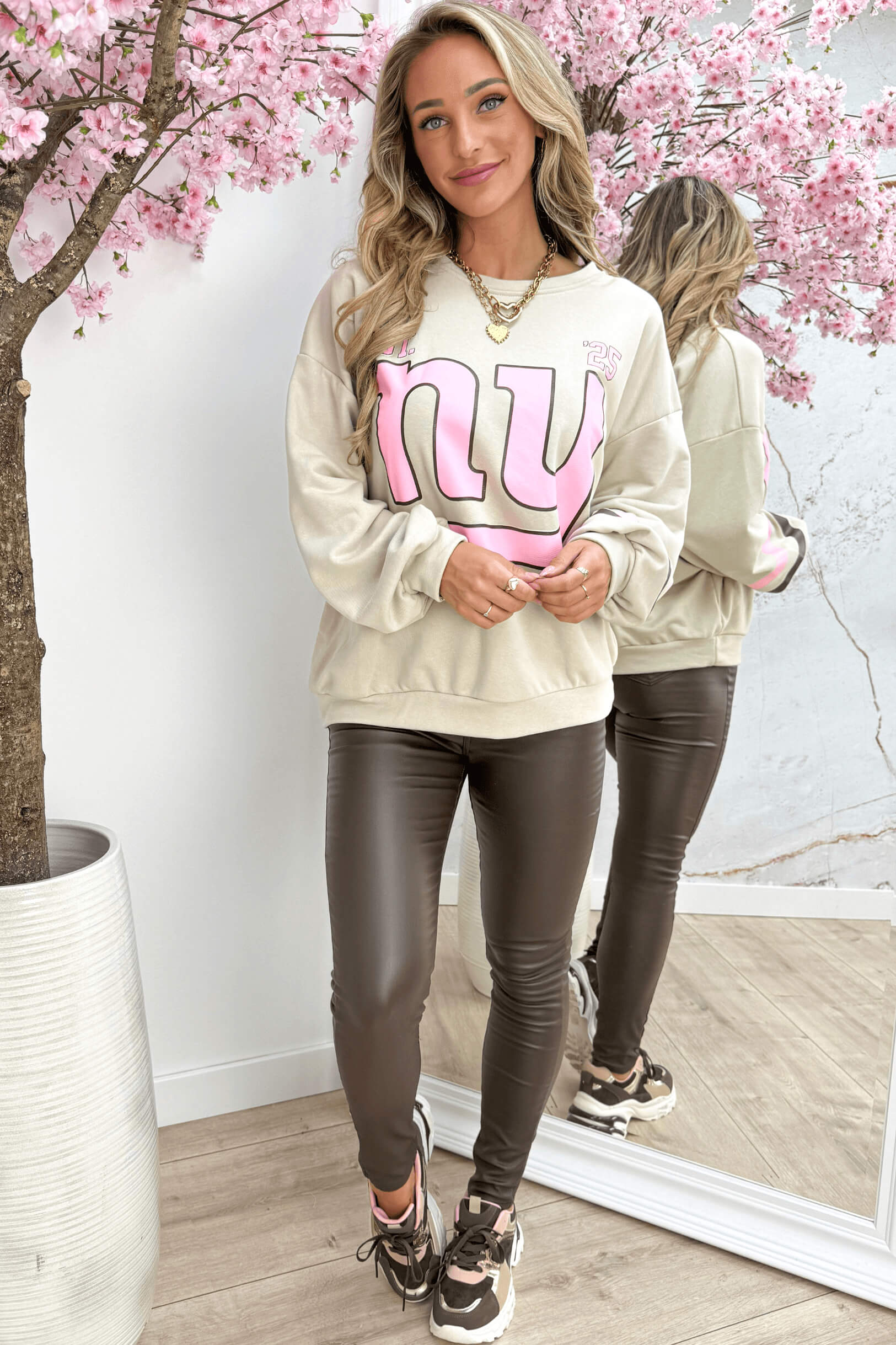 NY OVERSIED SWEATER - Beige